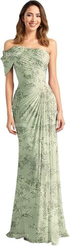One Shoulder Bridesmaid Dresses for Women Mermaid Formal Evening Gowns Chiffon Pleated Wedding Guest Dress Long in Saudi Arabia