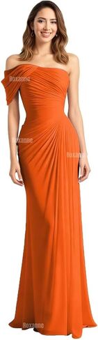 One Shoulder Bridesmaid Dresses for Women Mermaid Formal Evening Gowns Chiffon Pleated Wedding Guest Dress Long in Saudi Arabia