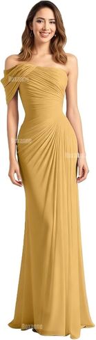 One Shoulder Bridesmaid Dresses for Women Mermaid Formal Evening Gowns Chiffon Pleated Wedding Guest Dress Long in Saudi Arabia
