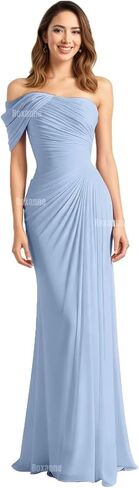 One Shoulder Bridesmaid Dresses for Women Mermaid Formal Evening Gowns Chiffon Pleated Wedding Guest Dress Long in Saudi Arabia