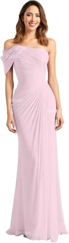 One Shoulder Bridesmaid Dresses for Women Mermaid Formal Evening Gowns Chiffon Pleated Wedding Guest Dress Long in Kuwait