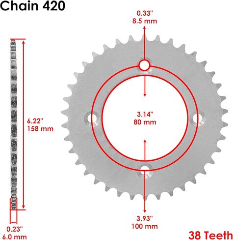 Caltric Drive Chain and Sprockets Compatible with Honda CRF110F 2013-2024/40530-KYK-911 41201-KYK-910 23801-KWW-740 520 Pitch 86 Links in Saudi Arabia