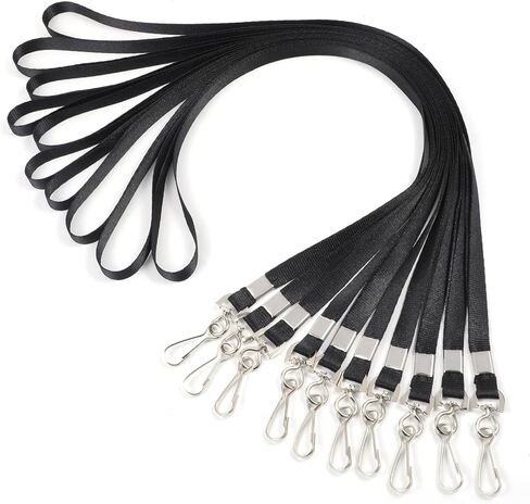 Lanyards for ID Badges with Swivel Hooks Clip 10 Pcs Black Flat Lanyard for Name Badge, ID Folder, Employee ID-Card, Student ID-Card, Conference Pass in Kuwait