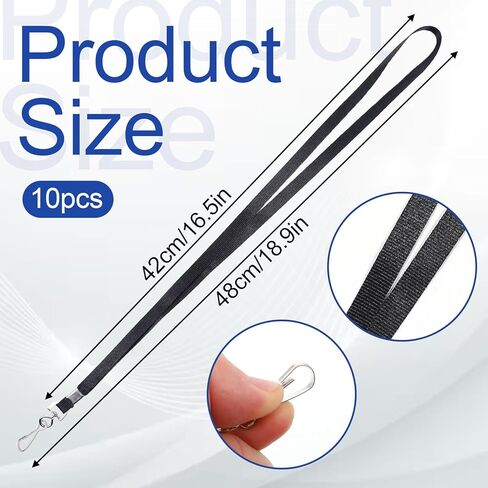 Lanyards for ID Badges with Swivel Hooks Clip 10 Pcs Black Flat Lanyard for Name Badge, ID Folder, Employee ID-Card, Student ID-Card, Conference Pass in Kuwait