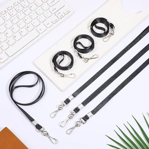 Lanyards for ID Badges with Swivel Hooks Clip 10 Pcs Black Flat Lanyard for Name Badge, ID Folder, Employee ID-Card, Student ID-Card, Conference Pass in Kuwait