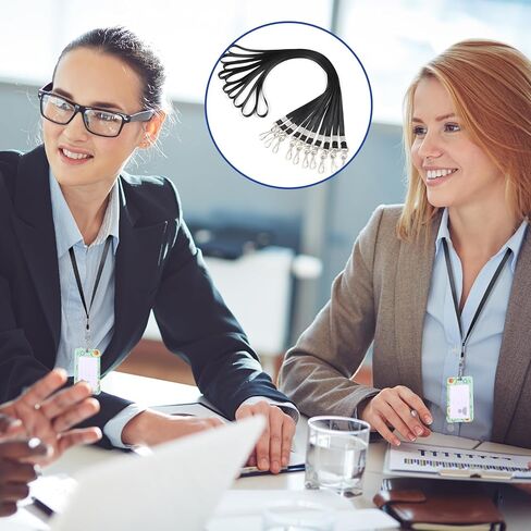 Lanyards for ID Badges with Swivel Hooks Clip 10 Pcs Black Flat Lanyard for Name Badge, ID Folder, Employee ID-Card, Student ID-Card, Conference Pass in Kuwait