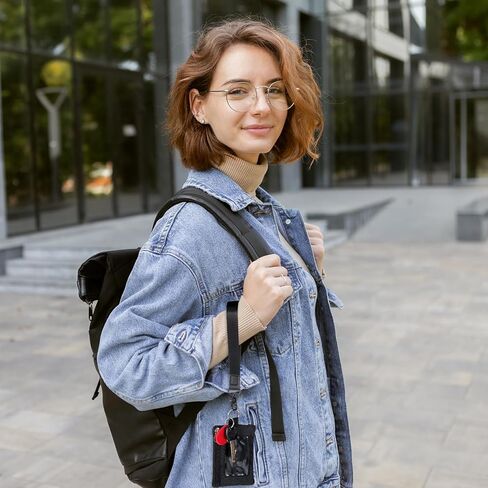 حبل مع محفظة صغيرة الحجم RFID مع نافذة لبطاقة الهوية، حامل شارة الهوية مع حبل معصم للمعلم، محفظة للعملات المعدنية وحقيبة للنقود والسفر والنساء والرجال (أسود) in Saudi Arabia