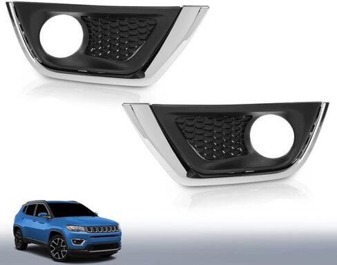 Pair Front Bumper Fog Light Lamp Cover Bezel Chrome Trim For Jeep Compass 2017 2018 2019 Left & Right Side 5US54RXFAB 5US55RXFAB in Saudi Arabia