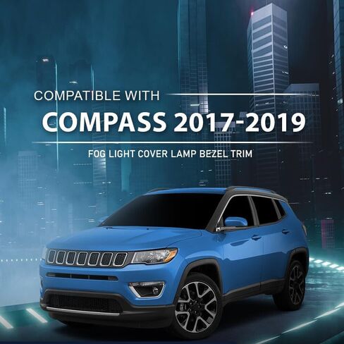 Pair Front Bumper Fog Light Lamp Cover Bezel Chrome Trim For Jeep Compass 2017 2018 2019 Left & Right Side 5US54RXFAB 5US55RXFAB in Saudi Arabia