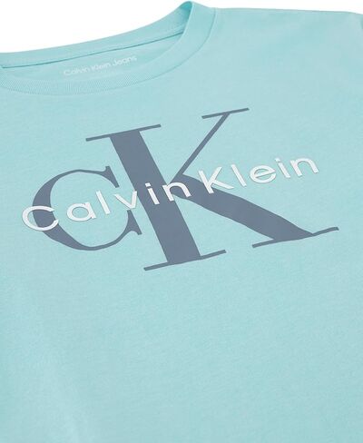 Calvin Klein Boys' Short Sleeve Logo Crew Neck T-Shirt, Soft, Comfortable, Relaxed Fit, CK Mono Plume, 14-16 in Saudi Arabia