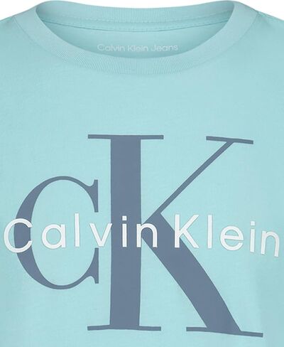 Calvin Klein Boys' Short Sleeve Logo Crew Neck T-Shirt, Soft, Comfortable, Relaxed Fit, CK Mono Plume, 14-16 in Saudi Arabia