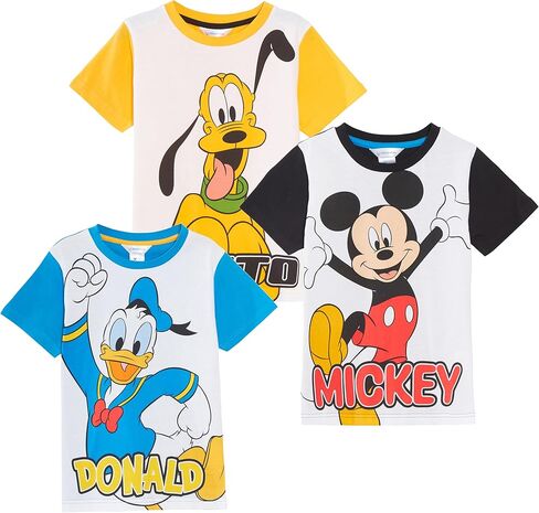 Disney Kids 3 Pack Classic T-Shirts Mickey Mouse Goofy Donald Dress Up Top Girls Boys Cotton Summer Tees in Saudi Arabia