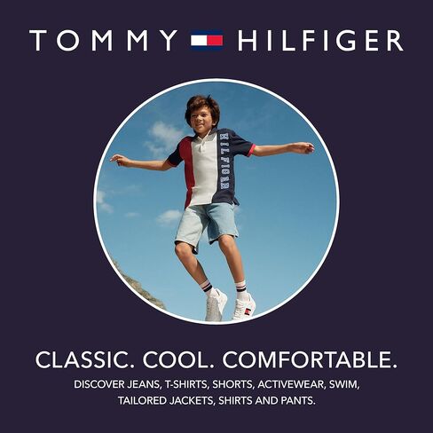 تي شيرت Tommy Hilfiger للأولاد بأكمام قصيرة ورقبة دائرية، ناعم، مريح، مريح، Script H Tommy Red، 8 in Kuwait