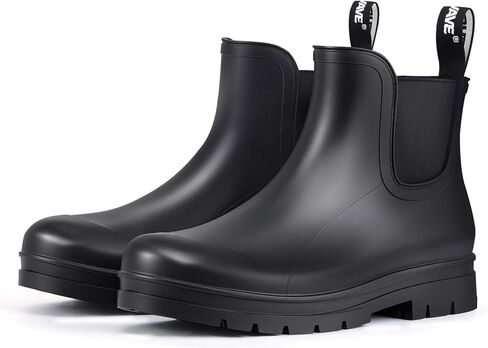 Showave Women's Rain Boots Ankle Waterproof Boots Slip On Wide Foot Rubber Booties Lightweight Stylish Chelsea Boot with Comfort Insole for Garden/Commute in Kuwait