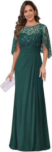 Chiffon Round Neck Mother of Brides Dress Pleated Lace Applique Elegant Empire Waist Formal Evening Gowns in Saudi Arabia