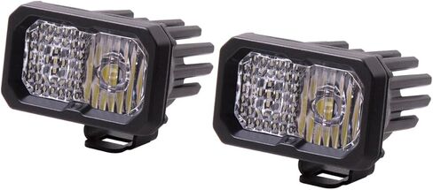 Diode Dynamics C2 1.0 SAE/DOT White Pro Standard LED Pod (زوج)، كومبو مع إضاءة خلفية كهرمانية in Saudi Arabia