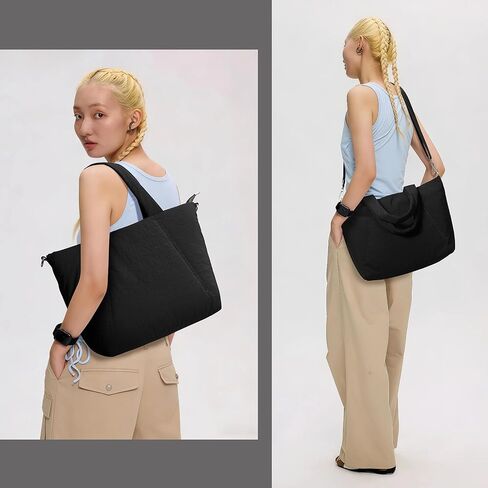 KALIDI Quilted Carryall Tote Bag for Women Large Puffer Crossbody Handbags Shoulder Soft Fluffy Lightweight Travel in Saudi Arabia