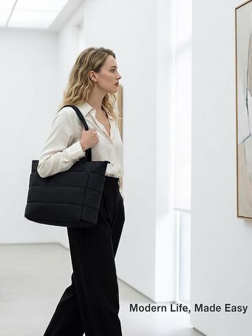 Puffer Tote Bag for Women 15.6 Laptop Work Large Quilted Travel Tote Handbag for Nursing Bubble Puff Shoulder Bag in Saudi Arabia