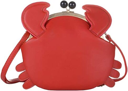 Personalized cartoon style ladies shoulder bag, crab-shaped messenger bag, animal style ladies handbag(Red) in Kuwait