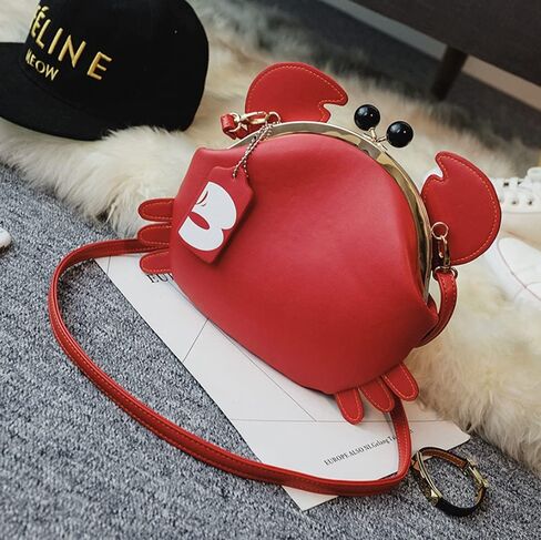 Personalized cartoon style ladies shoulder bag, crab-shaped messenger bag, animal style ladies handbag(Red) in Kuwait