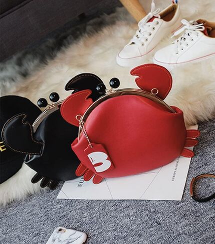 Personalized cartoon style ladies shoulder bag, crab-shaped messenger bag, animal style ladies handbag(Red) in Kuwait