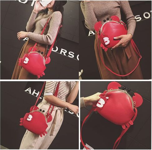 Personalized cartoon style ladies shoulder bag, crab-shaped messenger bag, animal style ladies handbag(Red) in Kuwait