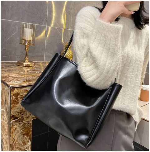 Handbags Large Capacity PU Durable Shoulder Women Black in Saudi Arabia