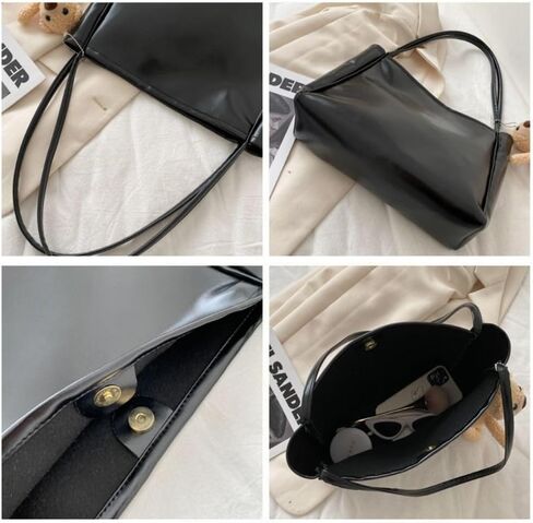 Handbags Large Capacity PU Durable Shoulder Women Black in Saudi Arabia
