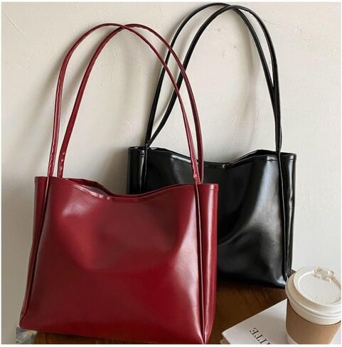 Handbags Large Capacity PU Durable Shoulder Women Black in Saudi Arabia
