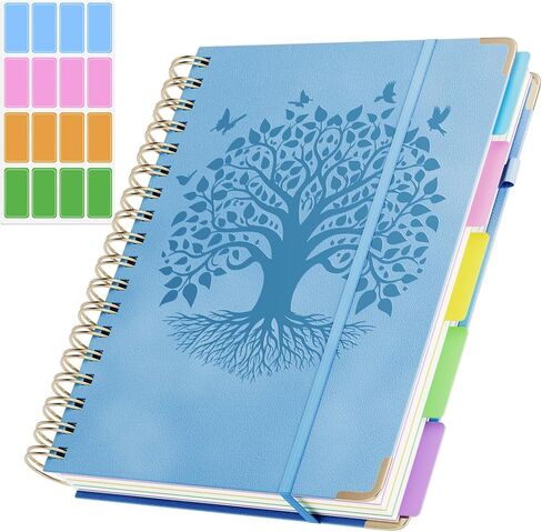 دفتر ملاحظات حلزوني بغلاف مقوى، مجلة A5 مع علامات تبويب فواصل قابلة للإزالة، 5 دفاتر ملاحظات مسطرة بالكلية، 320 صفحة دفاتر ملاحظات جلدية مقاس 6 × 8 بوصة لدراسة مدرسة العمل، مجلة مبطنة للنساء، أخضر داكن in Kuwait