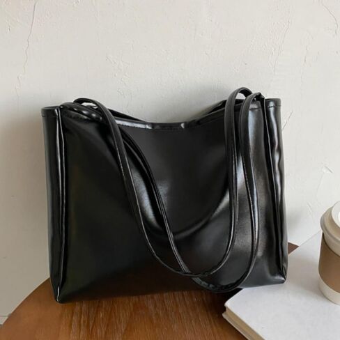 Handbags Large Capacity PU Durable Shoulder Women Black in Saudi Arabia