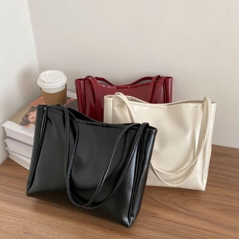 Handbags Large Capacity PU Durable Shoulder Women Black in Saudi Arabia