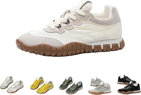 Women's Trendy Training Sneakers - Vintage Y2K Style - Stitched Upper Fashionable Stripes Thick Non-Slip Sole Casual Athletic Shoes in Saudi Arabia