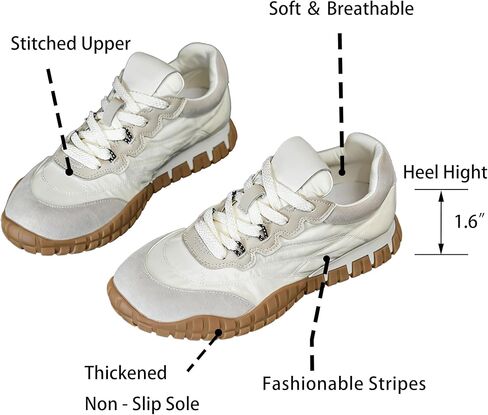 Women's Trendy Training Sneakers - Vintage Y2K Style - Stitched Upper Fashionable Stripes Thick Non-Slip Sole Casual Athletic Shoes in Saudi Arabia