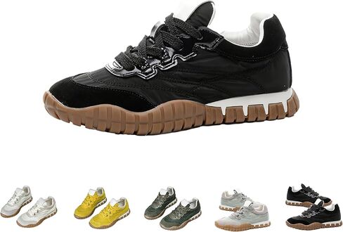 Women's Trendy Training Sneakers - Vintage Y2K Style - Stitched Upper Fashionable Stripes Thick Non-Slip Sole Casual Athletic Shoes in Saudi Arabia