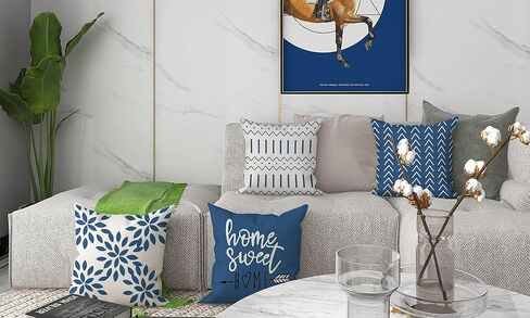 YCOLL Pillow Covers 18x18 Set of 4, Modern Sofa Throw Pillow Cover, Decorative Outdoor Linen Fabric Pillow Case for Couch Bed Car，Light Blue in Saudi Arabia