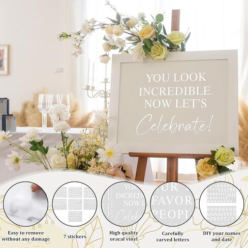 JarThenaAMCS Wedding Mirror Decal Welcome Sign Our Favorite People DIY Removable Letters Vinyl Wall Decal for Bridal Shower Engagement Marriage Reception, White in Saudi Arabia