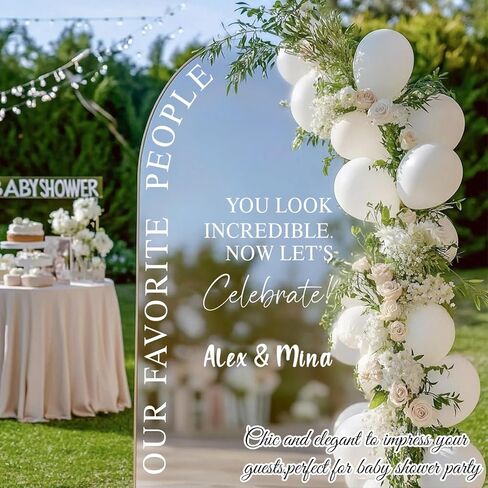 JarThenaAMCS Wedding Mirror Decal Welcome Sign Our Favorite People DIY Removable Letters Vinyl Wall Decal for Bridal Shower Engagement Marriage Reception, White in Saudi Arabia