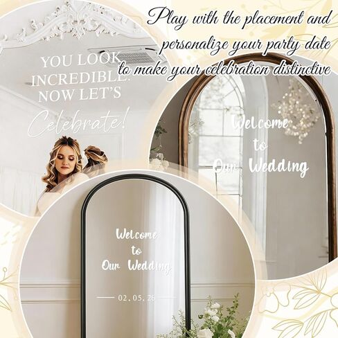 JarThenaAMCS Wedding Mirror Decal Welcome Sign Our Favorite People DIY Removable Letters Vinyl Wall Decal for Bridal Shower Engagement Marriage Reception, White in Saudi Arabia