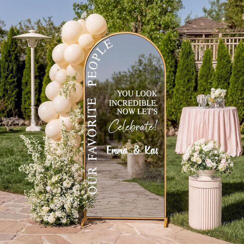 JarThenaAMCS Wedding Mirror Decal Welcome Sign Our Favorite People DIY Removable Letters Vinyl Wall Decal for Bridal Shower Engagement Marriage Reception, White in Saudi Arabia