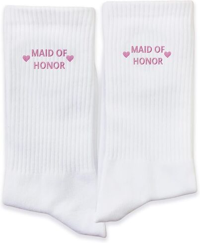 جوارب Maid of Honor المطرزة - جوارب لحفلات الزفاف، نمط كاجوال للجنسين، جوارب هدايا الزفاف لوصيفات العروس.(026) in Kuwait