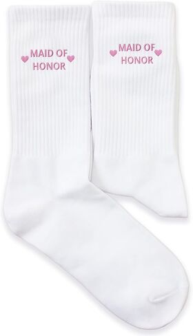 جوارب Maid of Honor المطرزة - جوارب لحفلات الزفاف، نمط كاجوال للجنسين، جوارب هدايا الزفاف لوصيفات العروس.(026) in Kuwait