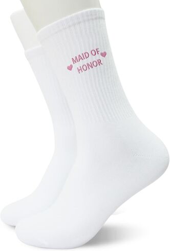 جوارب Maid of Honor المطرزة - جوارب لحفلات الزفاف، نمط كاجوال للجنسين، جوارب هدايا الزفاف لوصيفات العروس.(026) in Kuwait