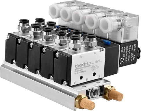 Electrical Pneumatic 5 Solenoid Valve 4V210-08 DC24V PT1/4 5 Way 2 Position Manifold Base Muffler Quick Fittings Set in Saudi Arabia
