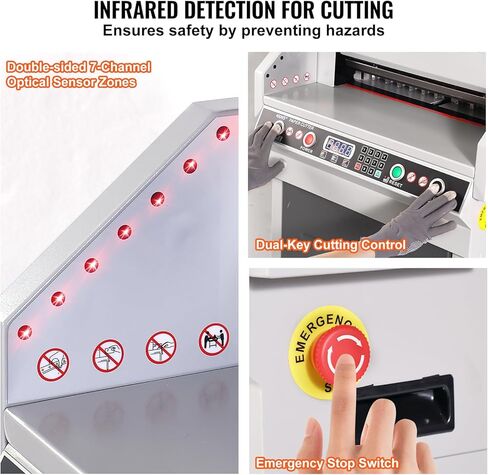 VEVOR Electric Hydraulic Paper Cutter, Heavy Duty Paper Cutter Machine, 1.57 in / 40 mm Cutting Thickness, 18 in / 457.2 mm Cutting Width, Industrial Paper Trimmer with Button Control in Saudi Arabia
