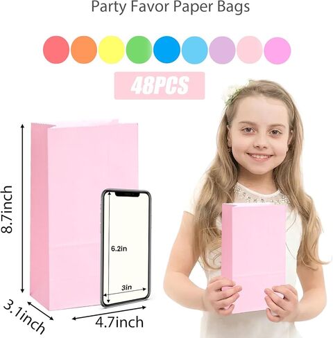 JOHOUSE 48PCS Treat Bags with Stickers, Colorful Gift Bags with Stickers Goodie Bags Party Favor Treat Bags for Birthdays Baby Showers Crafts Wedding in Kuwait