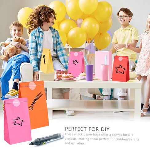 JOHOUSE 48PCS Treat Bags with Stickers, Colorful Gift Bags with Stickers Goodie Bags Party Favor Treat Bags for Birthdays Baby Showers Crafts Wedding in Kuwait