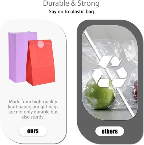 JOHOUSE 48PCS Treat Bags with Stickers, Colorful Gift Bags with Stickers Goodie Bags Party Favor Treat Bags for Birthdays Baby Showers Crafts Wedding in Kuwait