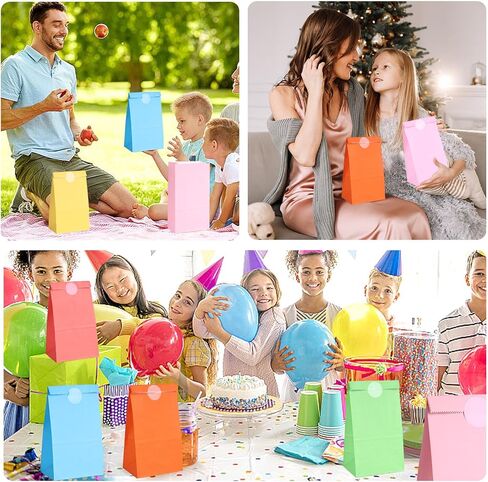 JOHOUSE 48PCS Treat Bags with Stickers, Colorful Gift Bags with Stickers Goodie Bags Party Favor Treat Bags for Birthdays Baby Showers Crafts Wedding in Kuwait