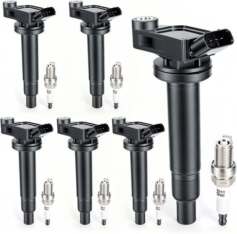 Set of 8 Round Ignition Coil Pack UF414 Compatible with Chevy Silverado Tahoe Trailblazer Avalanche Express Impala Cadillac Escalade GMC Sierra Yukon Envoy V8 4.8 5.3 6.0 in Kuwait